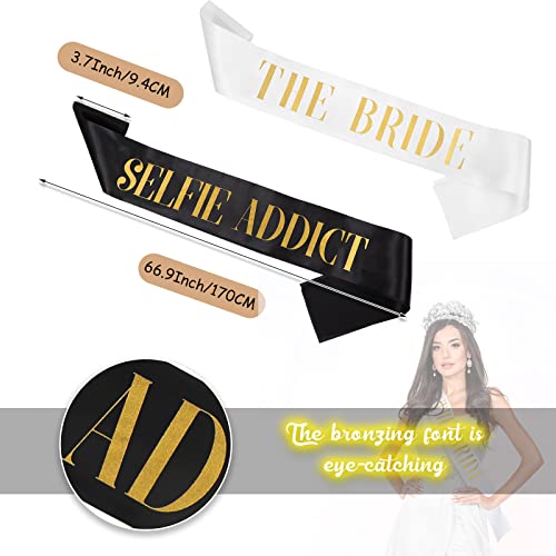 10-Pack Bride and Bridesmaid Satin Sash Set for Bridal Shower Party