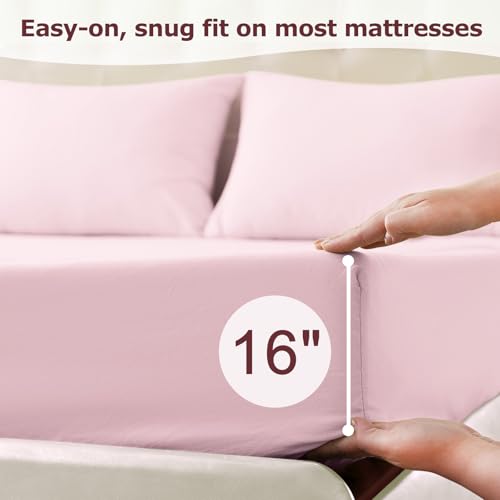 Twin XL Bed Sheet Set - 3-Piece Cooling Microfiber Bedding, Light Pink
