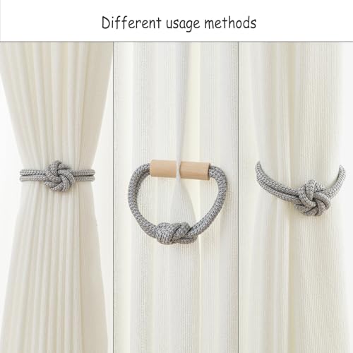 Magnetic Curtain Tiebacks with Decorative Wooden Knot, 2-Pack