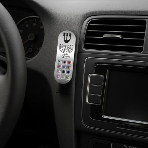 Silver-Tone Car Mezuzah with Traveler's Prayer Scroll and Hoshen Stones