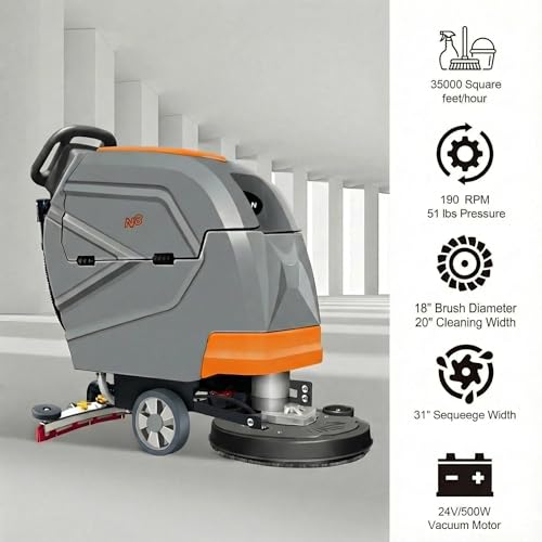 20-Inch Walk-Behind Floor Scrubber with 13-Gallon Tank