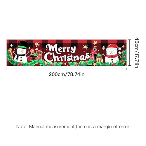 IVN Merry Christmas Snowman Plaid Banner 118 x 20 Inch - Snowman Plaid Variant