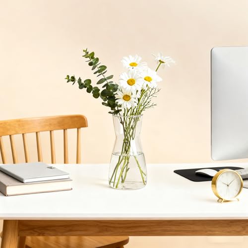 Clear Glass Flower Vase 8 Inch - Modern Minimalist Table Centerpiece