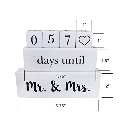 Solid Wood Wedding Countdown Calendar Blocks - 6-Piece Engagement Gift Set