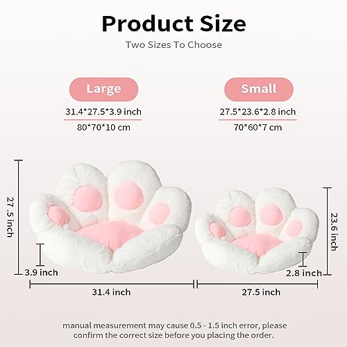 Cute Cat Paw Chair Cushion - Soft Plush Floor Pillow for Office & Gaming