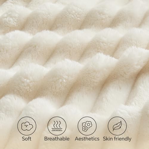 Fluffy Striped Body Pillow Cover 20x54, Ultra-Soft Faux Fur Pillowcase