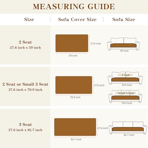 Washable Non-Slip Sofa Cover for 3 Cushion Sofa - Chocolate