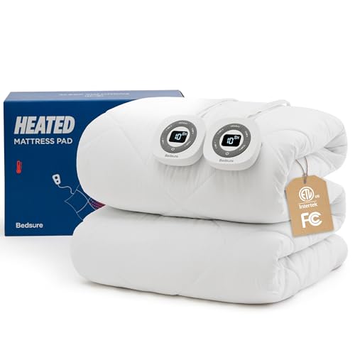 Heated Mattress Pad Queen - 10 Heat Settings, Dual Control, Machine Washable