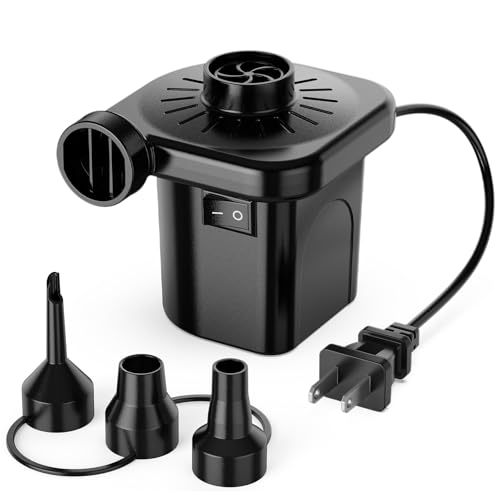 Portable Electric Air Pump for Inflatables with 3 Nozzles, 110-120V AC