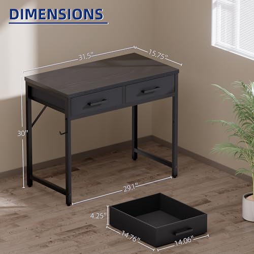 32-Inch Small Computer Desk with 2 Drawers - Compact Home Office Desk