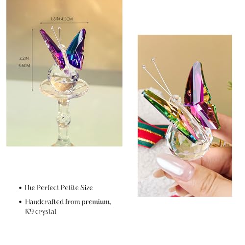 6-Piece Crystal Butterfly Figurine Set - Handcrafted Glass Sculptures