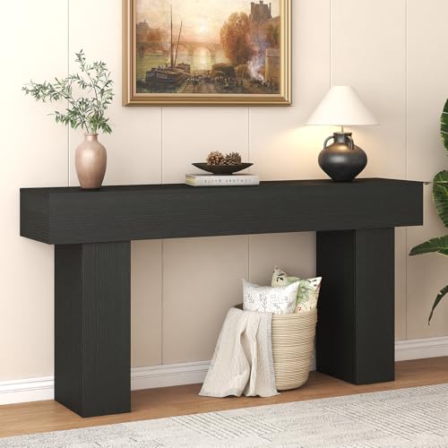 63-Inch Farmhouse Console Table, Narrow Wood Sofa Table for Entryway