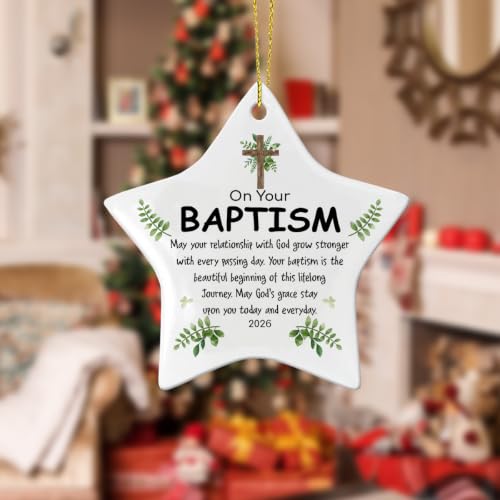 OOINISUU Star Ceramic Ornament for Baptism, Christmas & Holiday Gifts