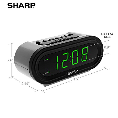 Self-Setting Digital Alarm Clock with Large Green LED Display & Battery Backup