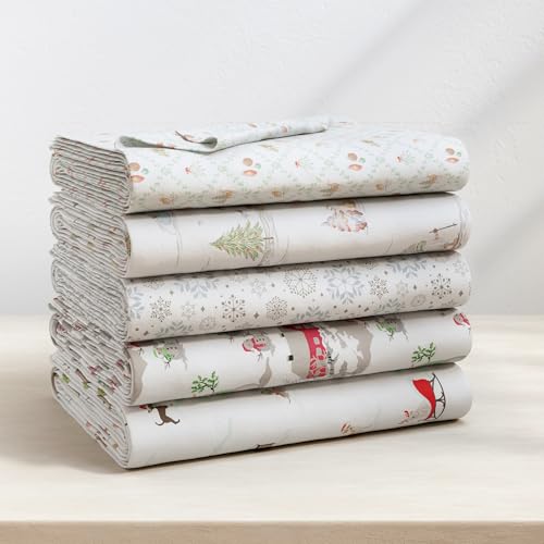 Great Bay Home California King Christmas Flannel Sheet Set - 100% Turkish Cotton, Double-Brushed, Winter Wonderland