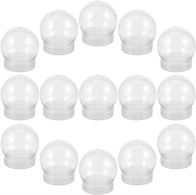15 Pack 3-Inch Clear Plastic DIY Snow Globes with Screw-Off Caps