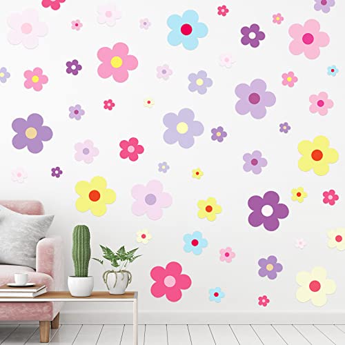 288 Pcs Colorful Flower Wall Decals - Peel and Stick Floral Vinyl Stickers
