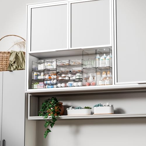 Yieach 4 Pack Clear Stackable Acrylic Storage Drawers 4.4'' Tall - Multi-Purpose Organizer