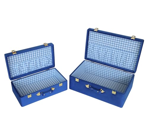 Set of 2 Velvet Storage Trunks with Gold Hardware, Decorative Nesting Chests
