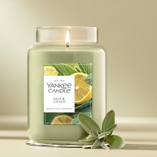 Sage & Citrus Scented Candle - 22 oz Large Glass Jar (Up to 150 Hours)