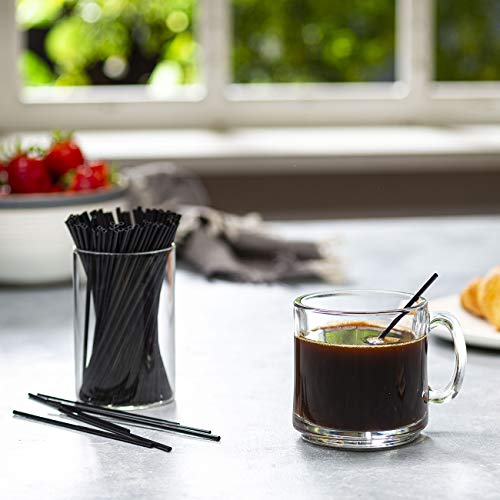 5-Inch Black Plastic Coffee and Cocktail Stirrers - 1000 Count Pack