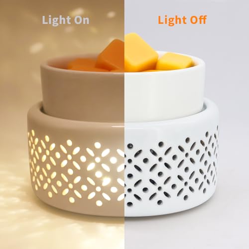 Ceramic Wax Melt Warmer with LED Night Light - Electric Fragrance Melter