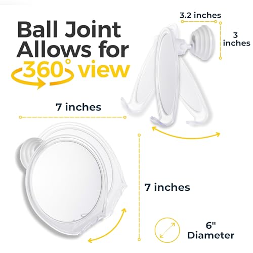 HONEYBULL Fogless Shower Mirror for Shaving with Suction Mount, White