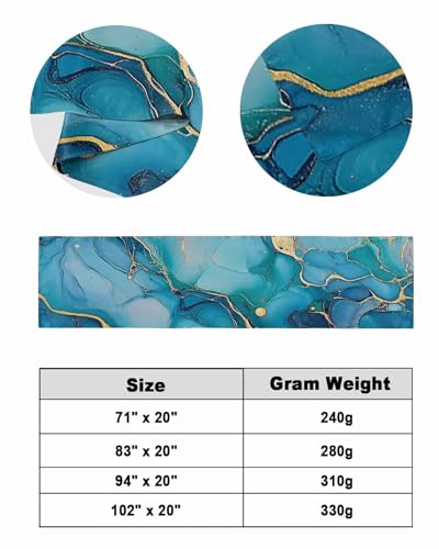 Teal & Gold Marble Bed Runner Scarf - Modern Cal King Decor (102"x20")