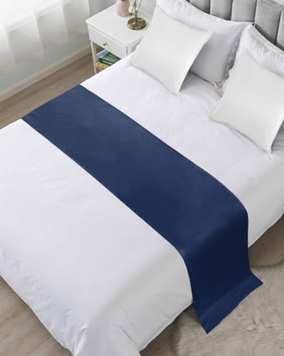 DecorLovee Navy Blue King Size Bed Runner, Modern Decorative Bed Scarf