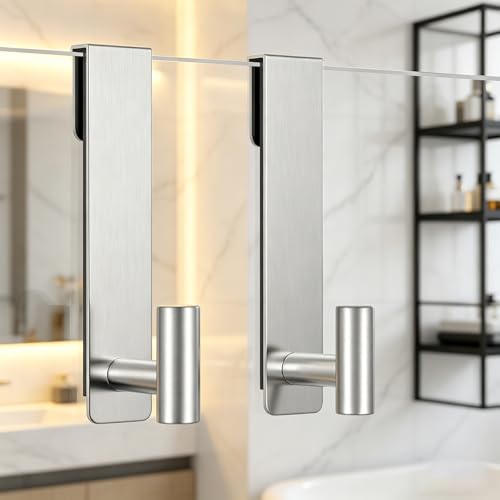 7.5-Inch Over-the-Glass Shower Door Hooks - Rustproof Stainless Steel, 2-Pack