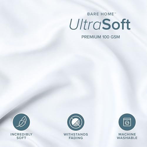 Euro Pillow Sham Covers Set of 2, Ultra-Soft Brushed Fabric, White 26x26