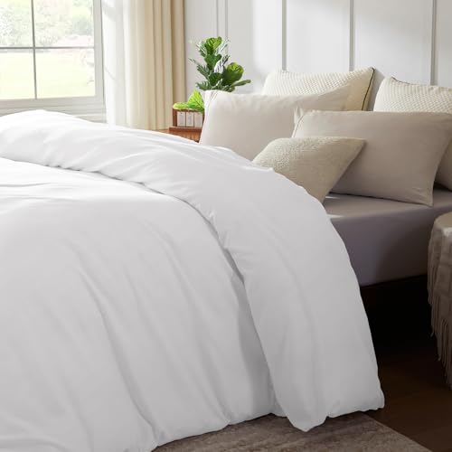 Oversized King Duvet Cover 120x120 inch - Ultra Soft Microfiber White