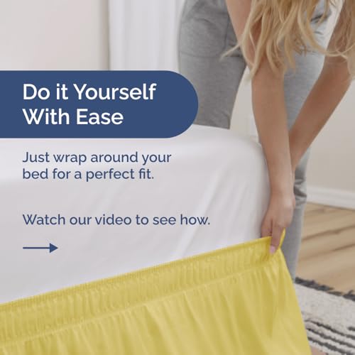 Full Size Wrap Around Bed Skirt and 2 Pillowcase Set - 12 Inch Drop, Yellow
