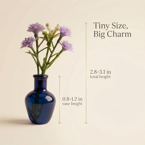 10-Pack Magnetic Mini Glass Bud Vases with Faux Flowers for Fridge