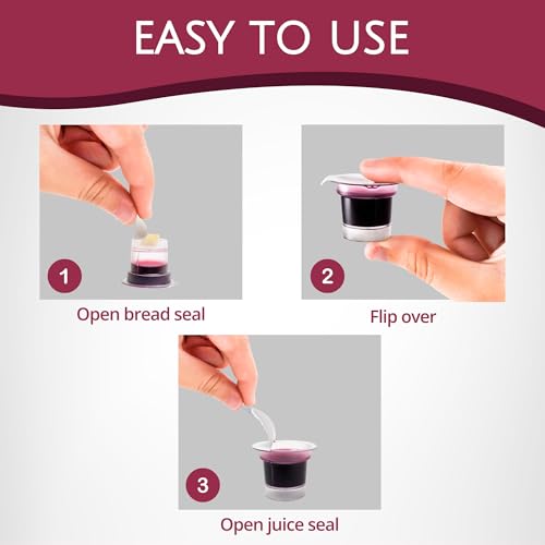 TrueVine 100 Pack Prefilled Communion Cups & Wafer Set - No Sugar, Non-GMO