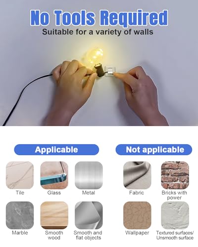 LZC 25 Pack Clear Adhesive Strips Hooks for Outdoor String Lights Waterproof