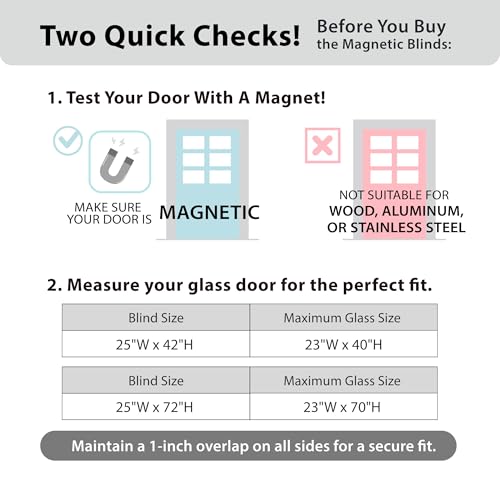 Magnetic Mini Blinds for Metal Doors - 25" W x 42" H, White