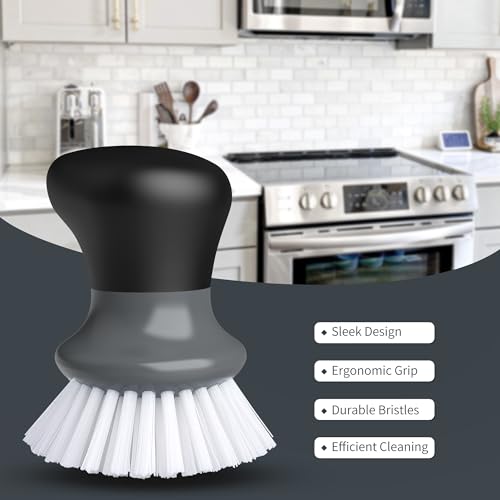 Palm Dish Scrub Brush Pack of 2 - Ergonomic Kitchen Scrubber for Pots & Pans