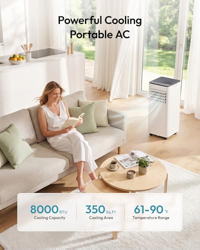 Portable Air Conditioner 8,000 BTU for Rooms Up to 350 Sq. Ft.