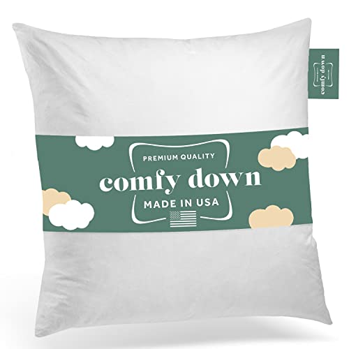 ComfyDown 22x22 Feather & Down Throw Pillow Insert, 100% Cotton Cover