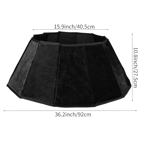 Black Velvet Christmas Tree Collar - Foldable Tree Ring Base Stand Cover