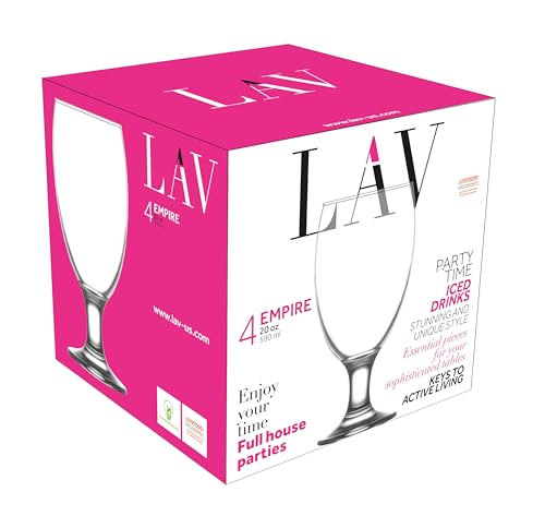 All-Purpose Stemmed Drinking Glasses - 20.8 oz Lead-Free Glassware Set of 4