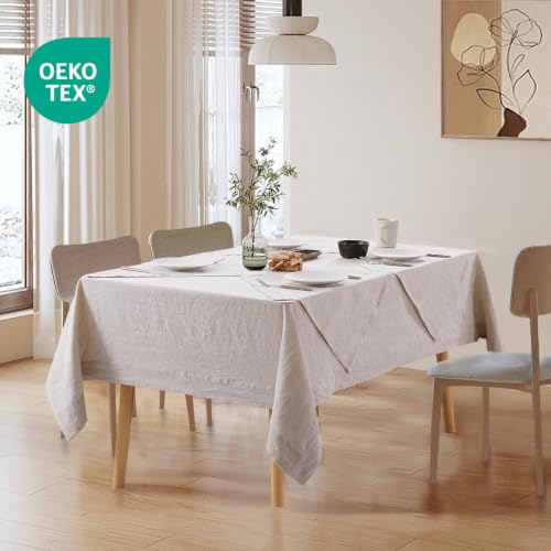 Linen Tablecloth 60x84 Natural Linen for Rectangle Tables - Tseapen 100% Pure