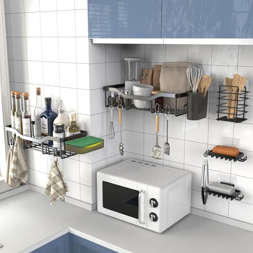 7-Pack Stainless Steel Shower Caddy Adhesive Organizer Shelf