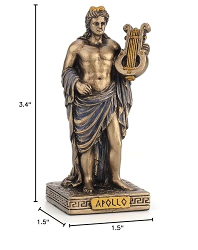 Apollo Greek God Miniature Figurine, Bronze Finish Polyresin Statue