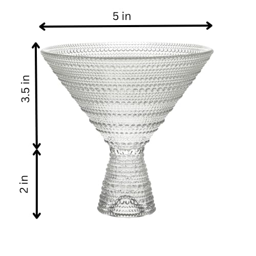 LEMONSODA Hobnail Pink/Clear Martini Glasses Vintage Cocktail Glasses (9oz) for Martini, Cocktail, Margarita, Cosmopolitan, Manhattan (Clear, Set of 2)