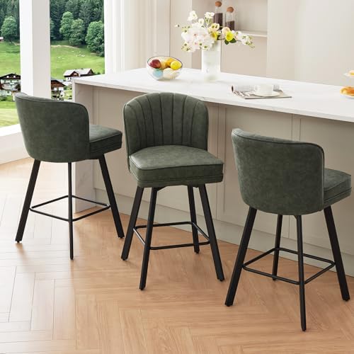 26-Inch Swivel Counter Height Bar Stools with Backs, Set of 2
