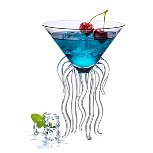 Octopus Cocktail Glass, 250ml Crystal Glass Martini Goblet for Parties