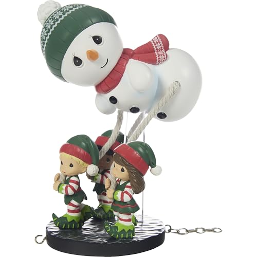 "Tis The Season to Be Jolly" Precious Moments Hand-Painted Christmas Figurine – 5.25" Resin Elf Snowman Parade