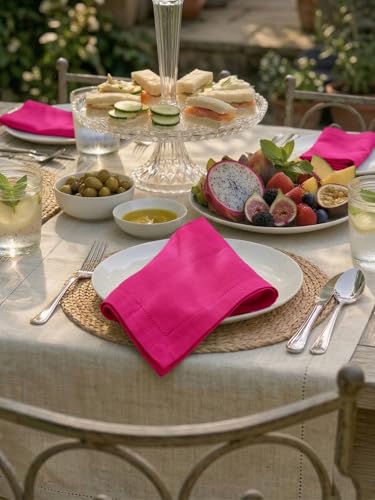 18x18 Inch Cotton Cloth Napkins - Set of 12 Reusable Hot Pink Table Linens